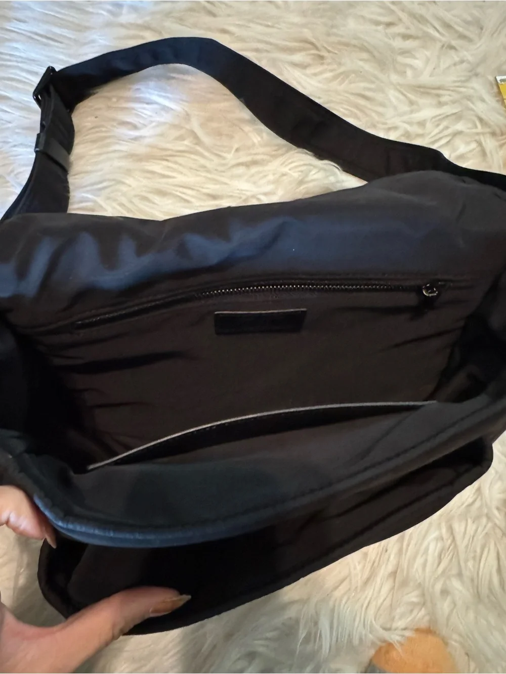 Yves Saint Laurent Black Nylon Shoulder Bag with Heart Detail